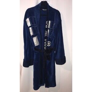 Doctor Who Tardis Bath Robe Blue Size Small BBC *flaws Read* Belt Tie Replaced